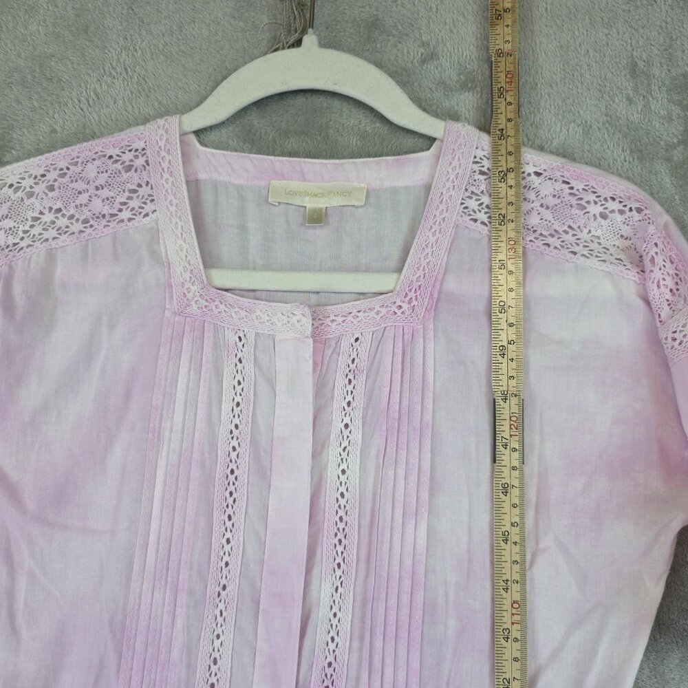 LoveShackFancy Dress Womens Small Pink Tie Dye Lace Button Front Maxi Boho - Picture 15 of 16